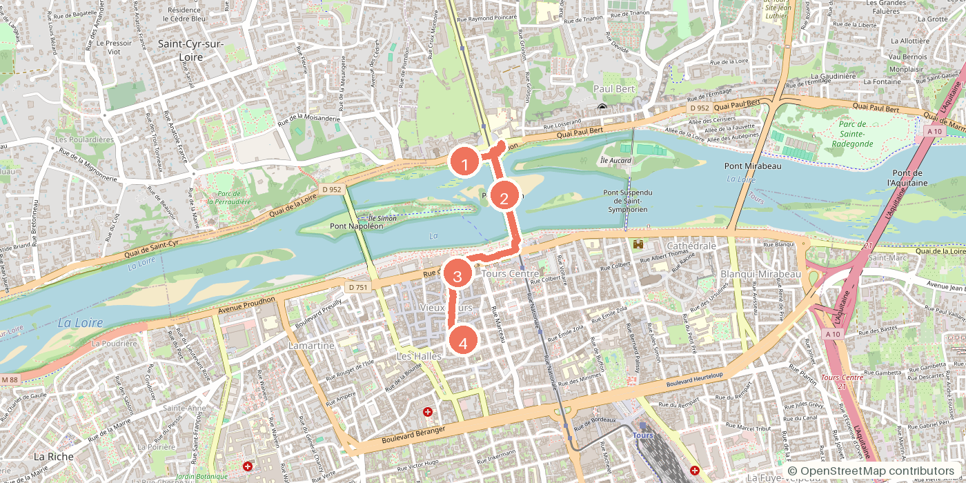 Carte du parcours à pied