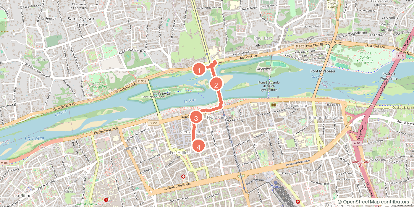 Carte du parcours à pied