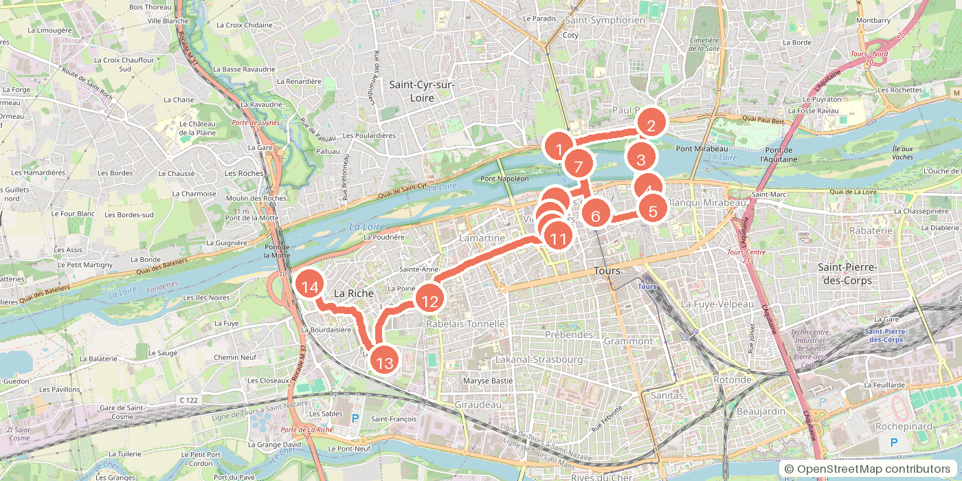 Carte du parcours à pied