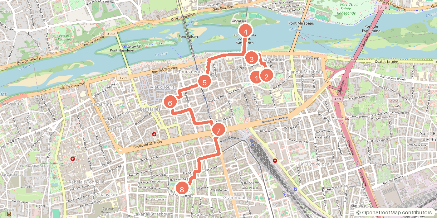 Carte du parcours à pied