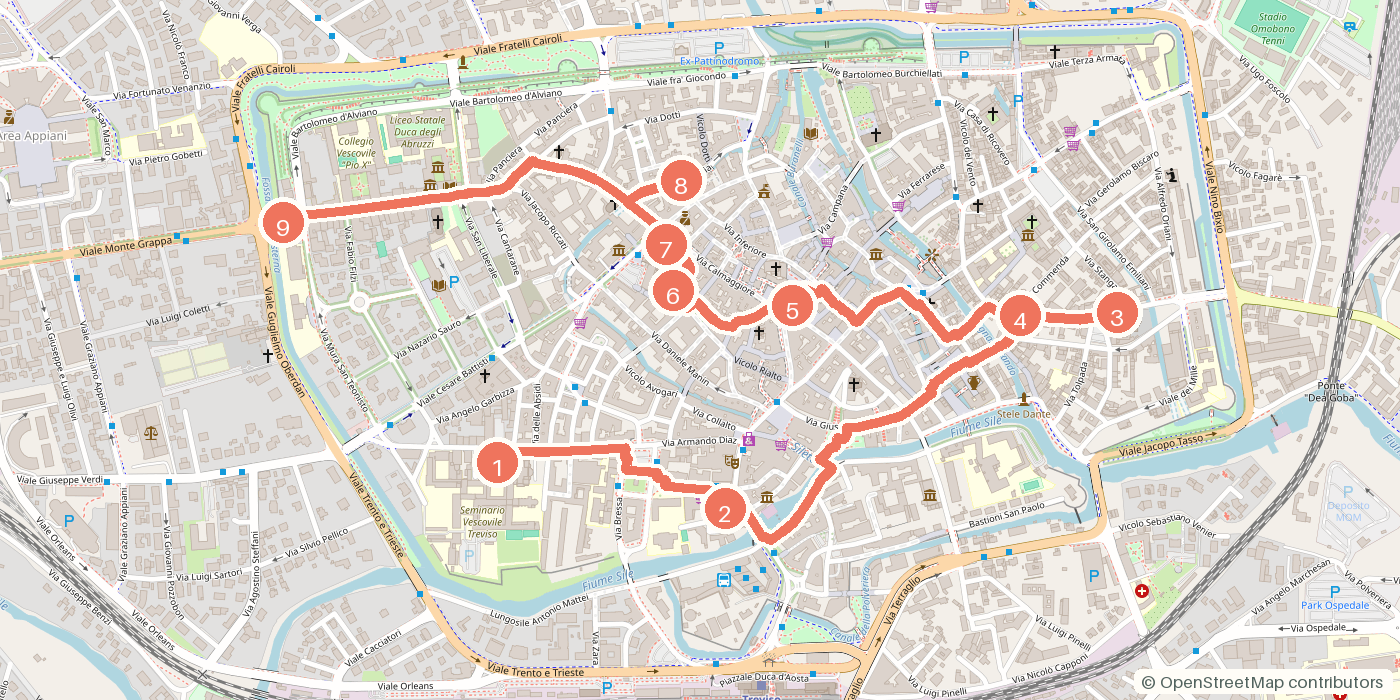 Carte du parcours à pied