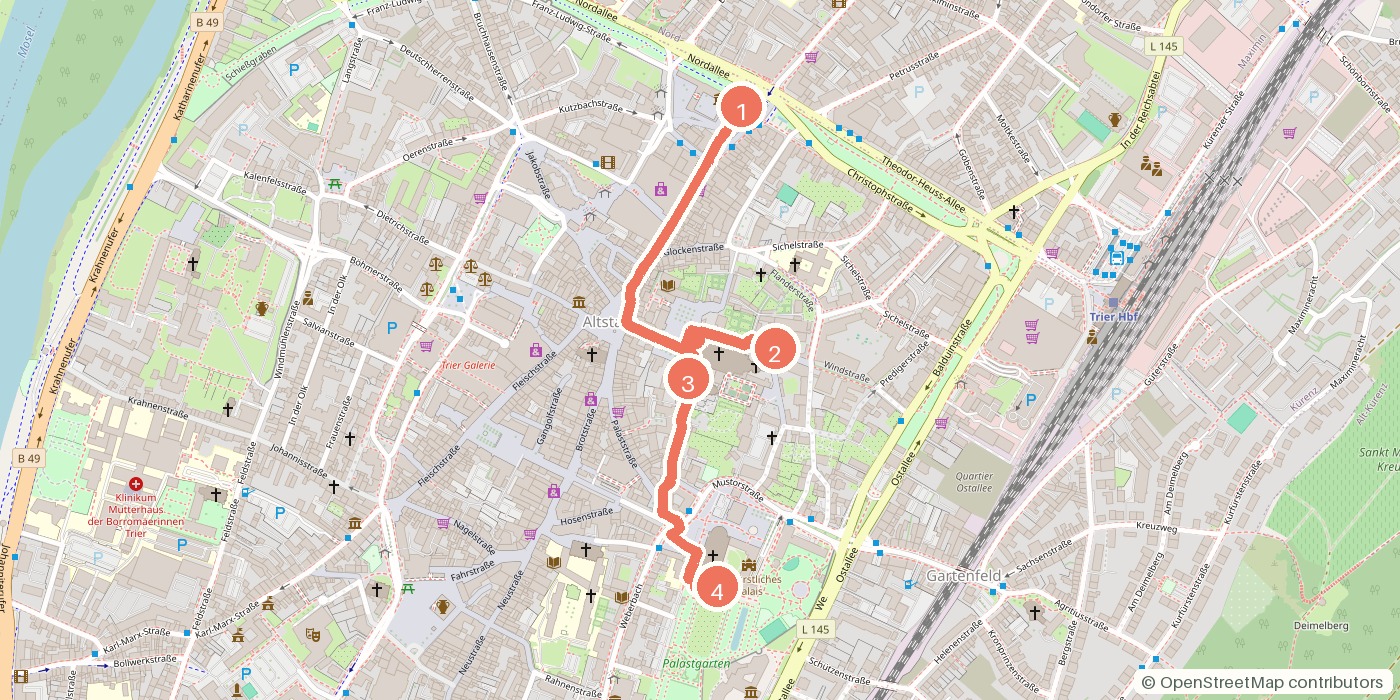 Carte du parcours à pied
