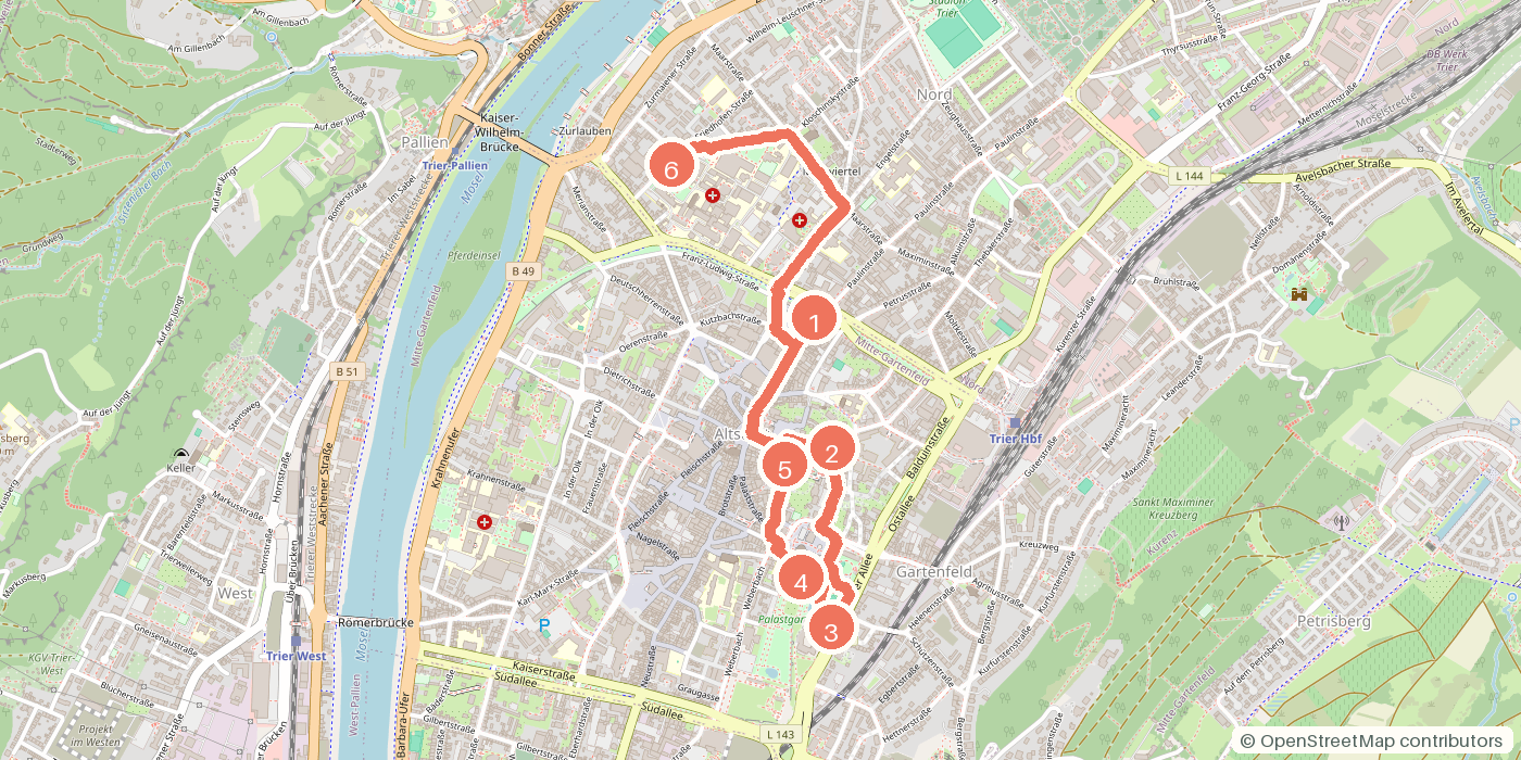 Carte du parcours à pied