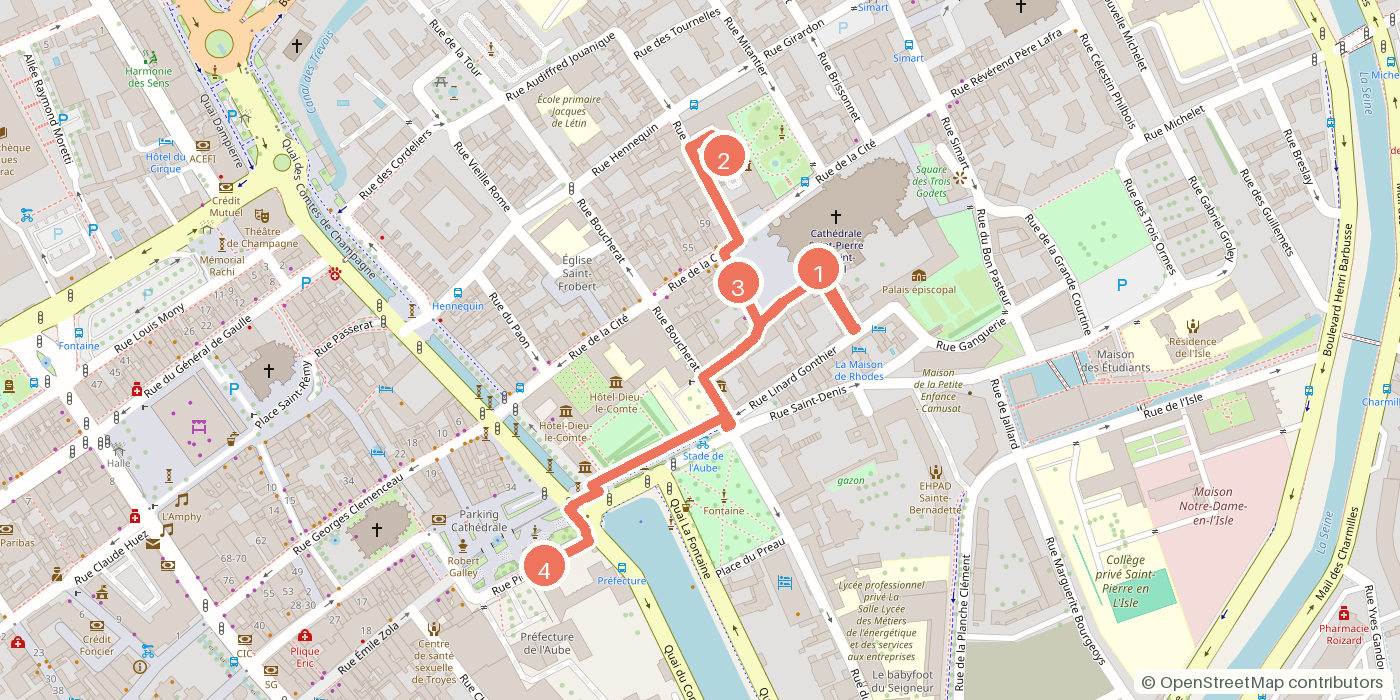 Carte du parcours à pied