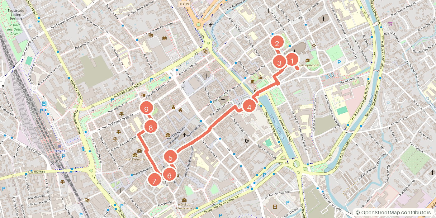 Carte du parcours à pied