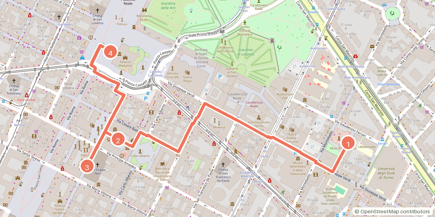 Carte du parcours à pied