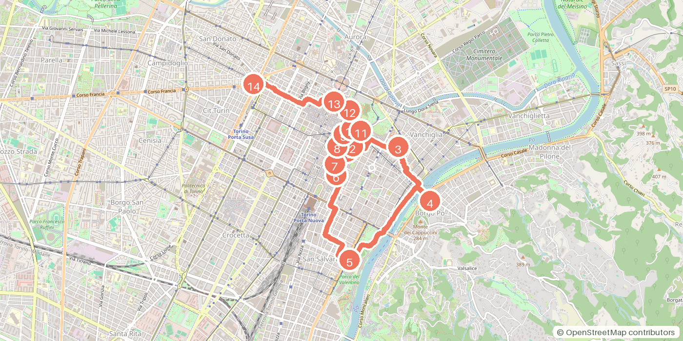 Carte du parcours à pied