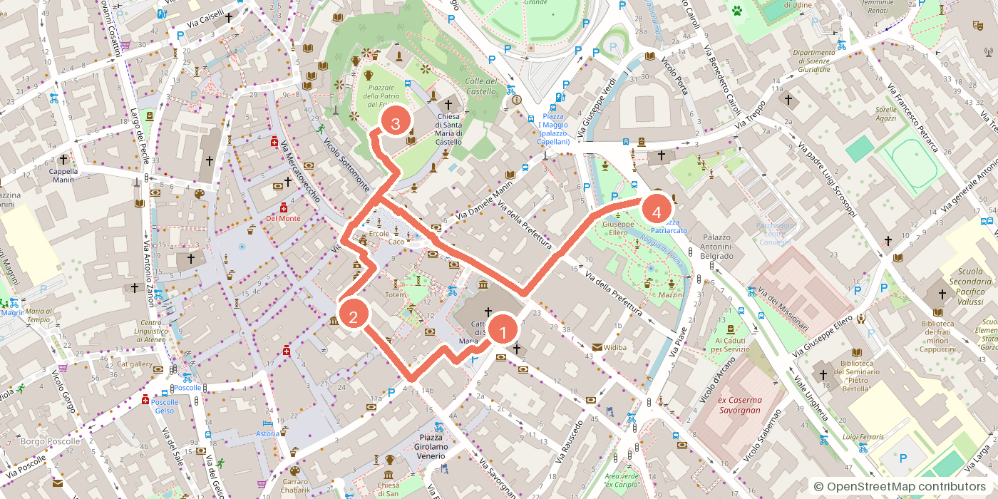 Carte du parcours à pied