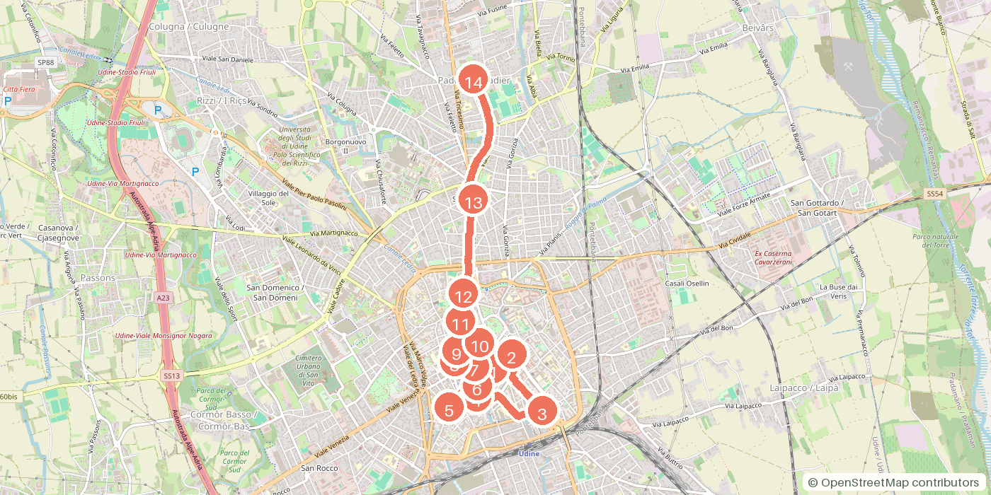 Carte du parcours à pied