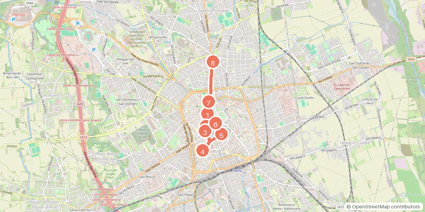 Carte du parcours à pied