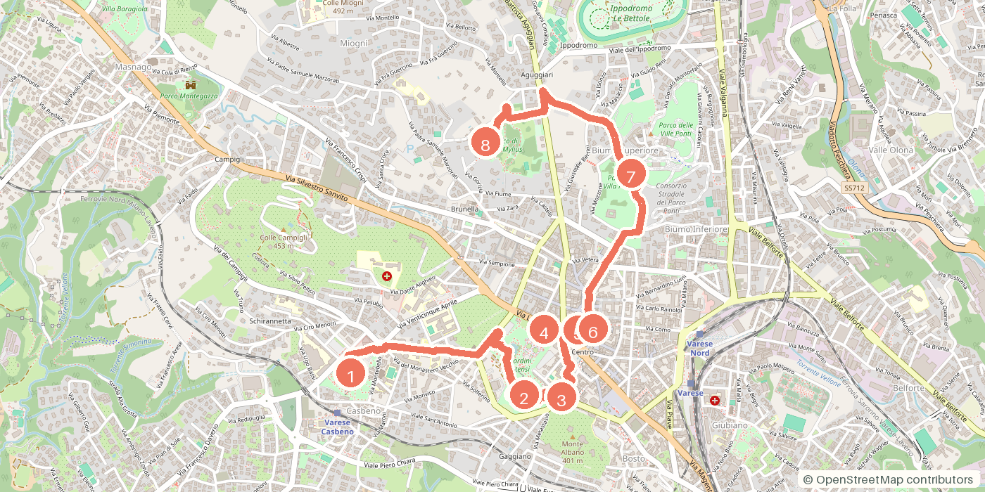 Carte du parcours à pied