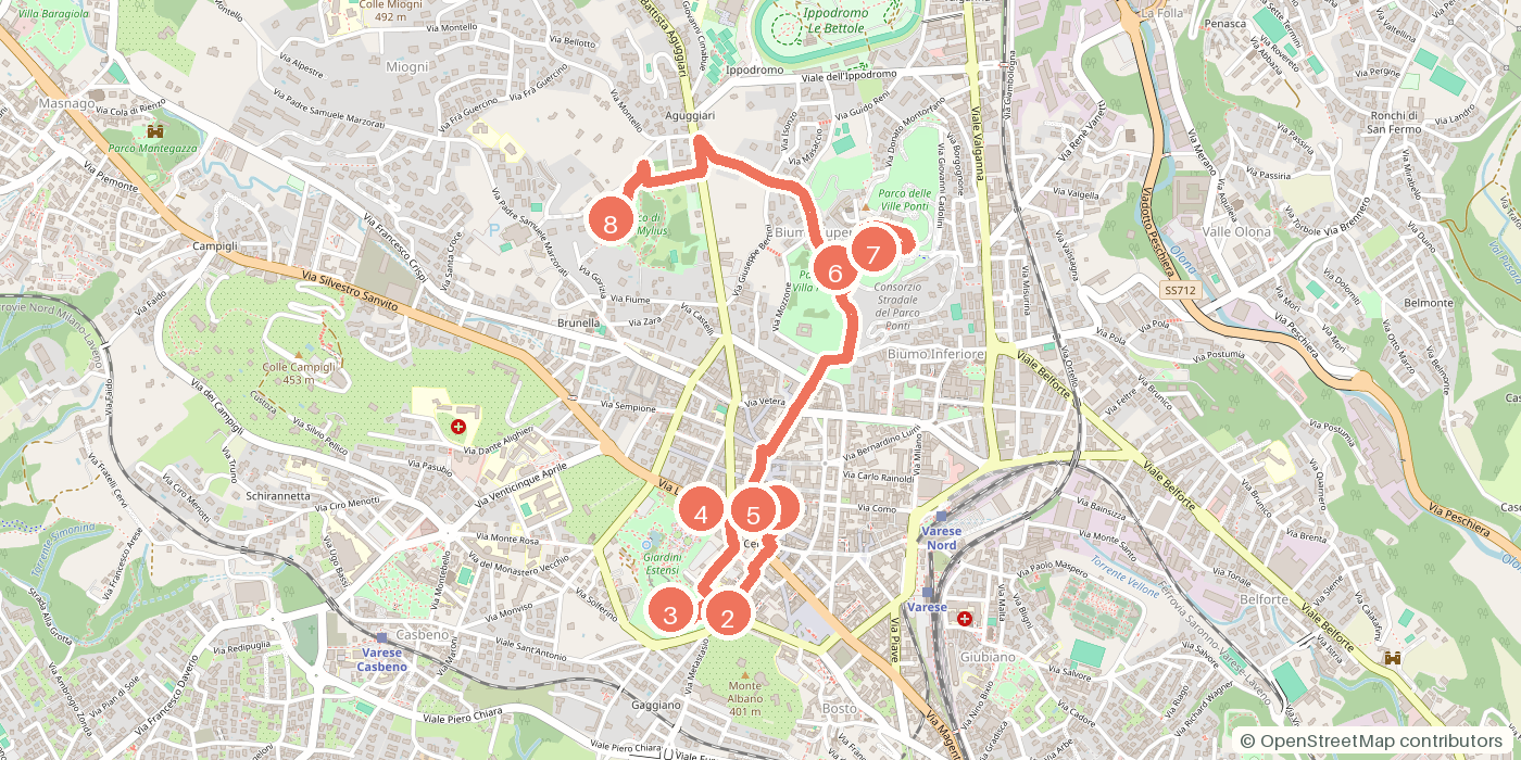 Carte du parcours à pied