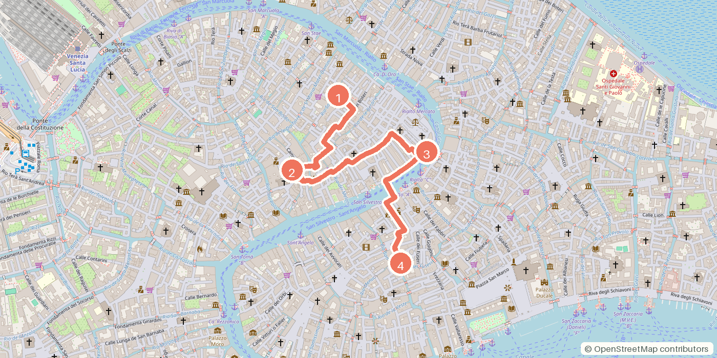 Carte du parcours à pied