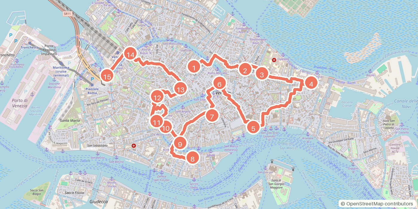 Carte du parcours à pied