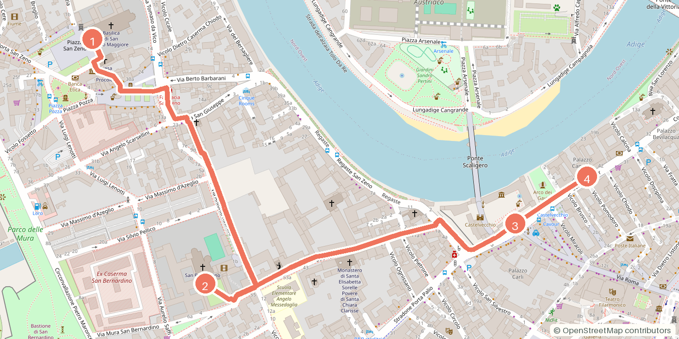 Carte du parcours à pied