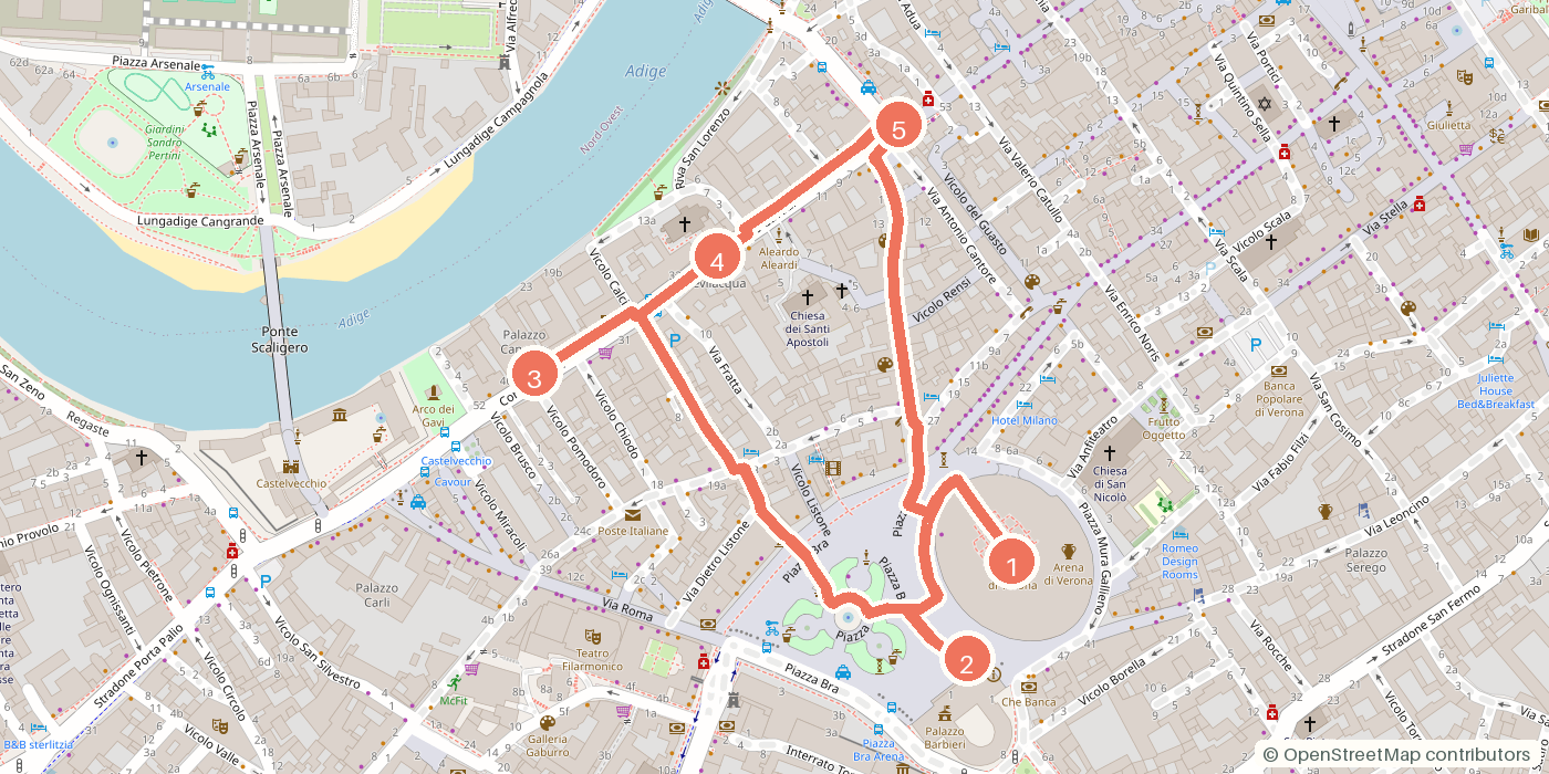 Carte du parcours à pied