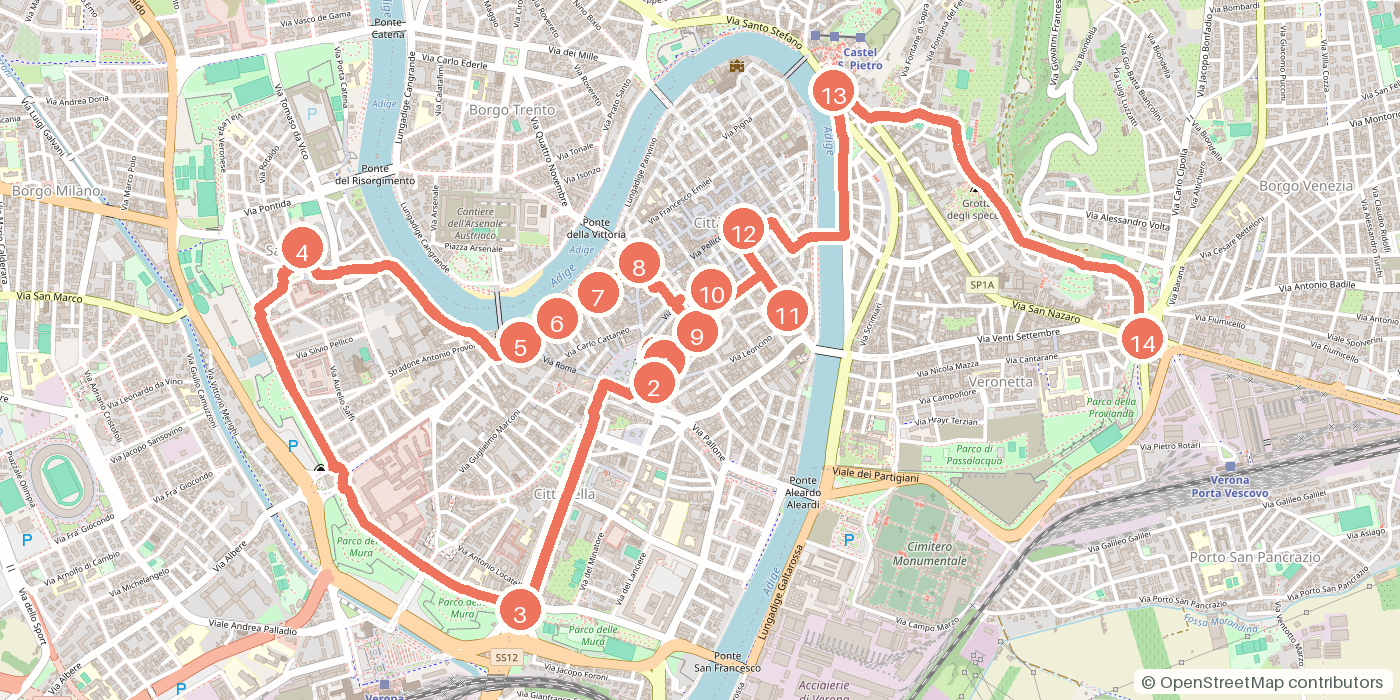 Carte du parcours à pied