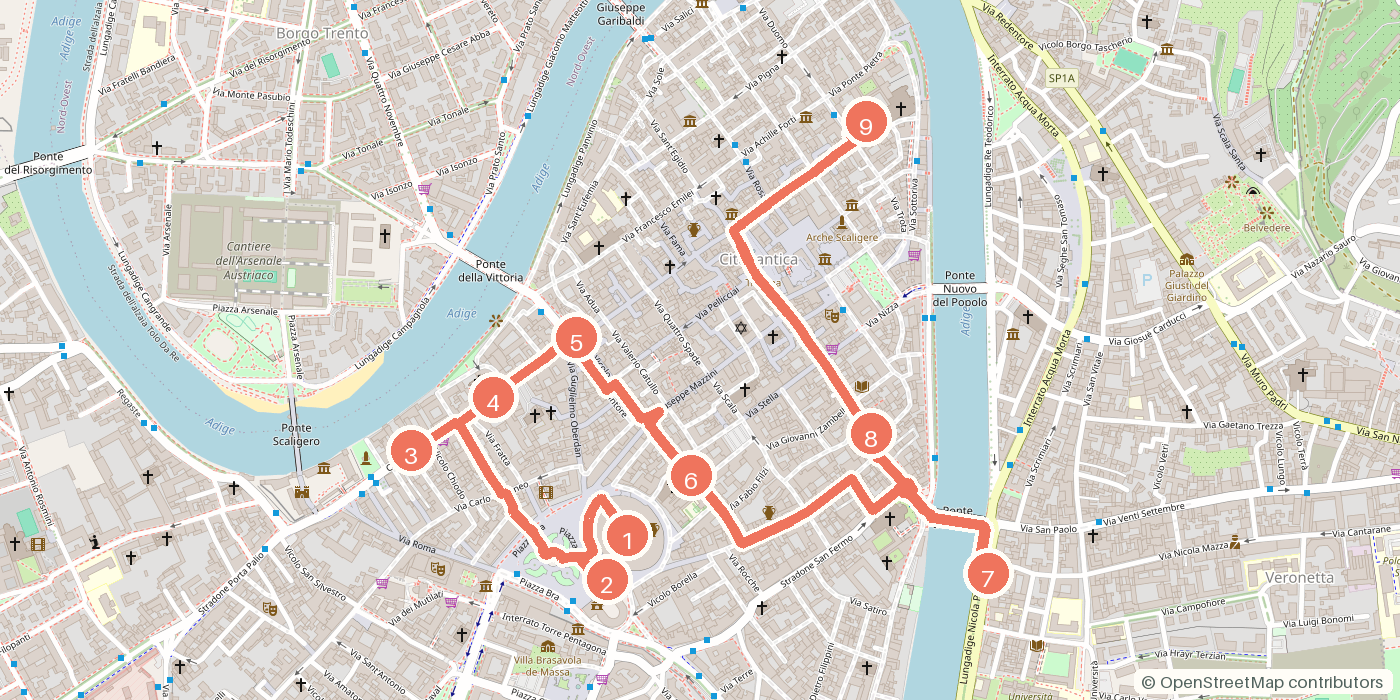 Carte du parcours à pied