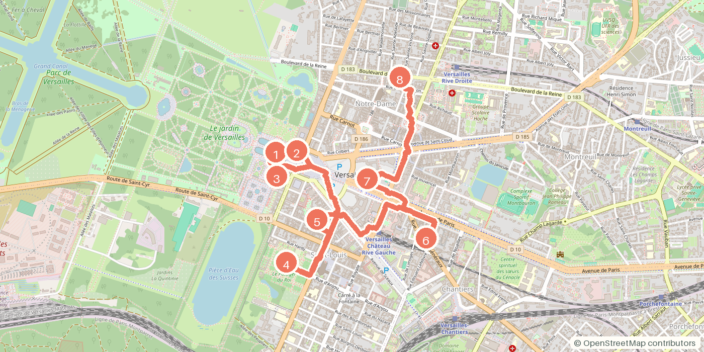 Carte du parcours à pied