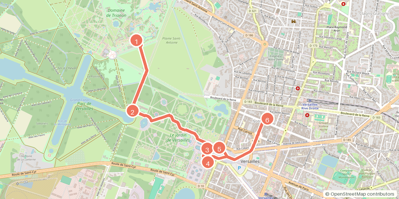 Carte du parcours à pied