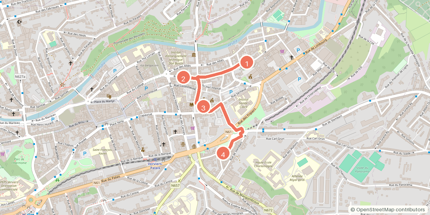 Carte du parcours à pied