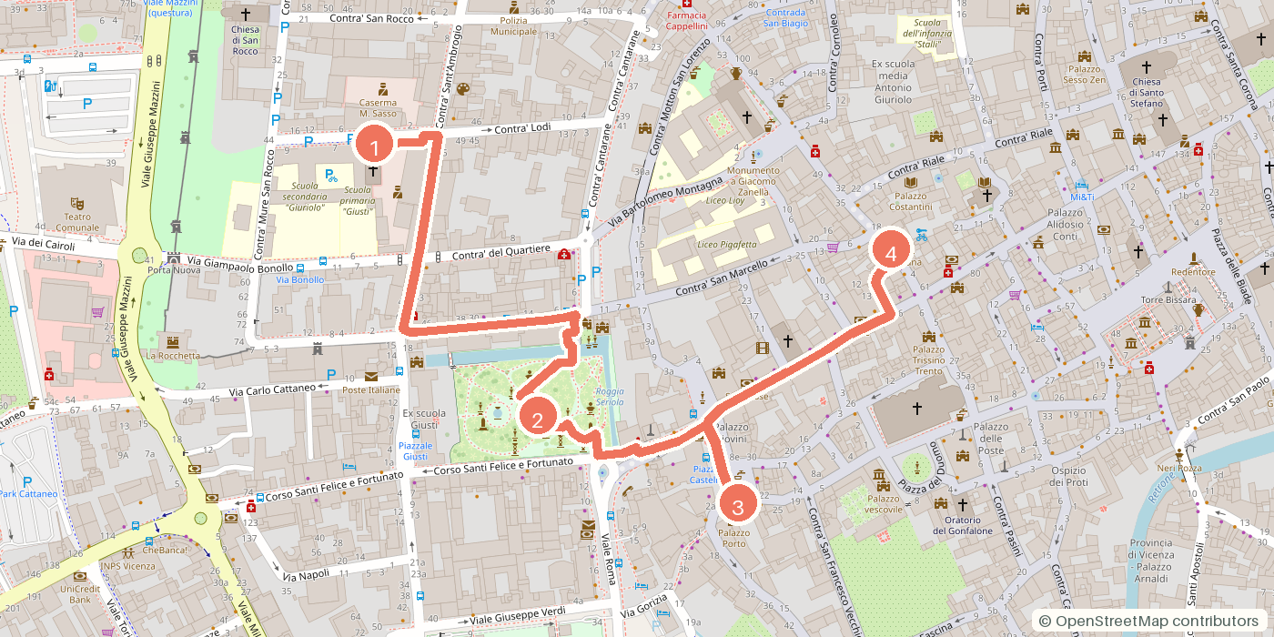 Carte du parcours à pied
