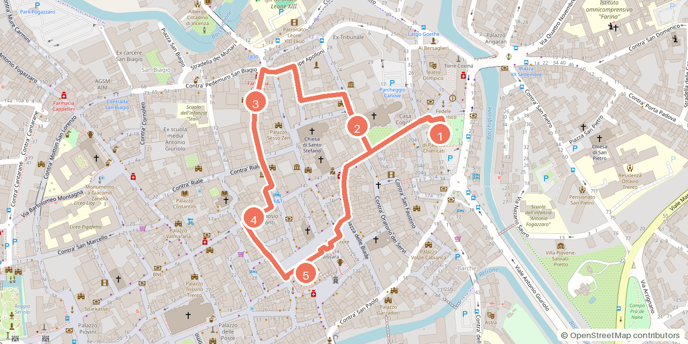 Carte du parcours à pied