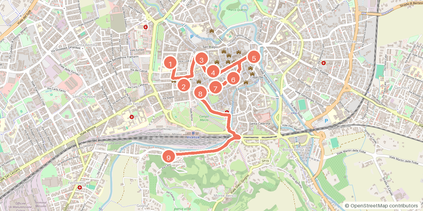 Carte du parcours à pied