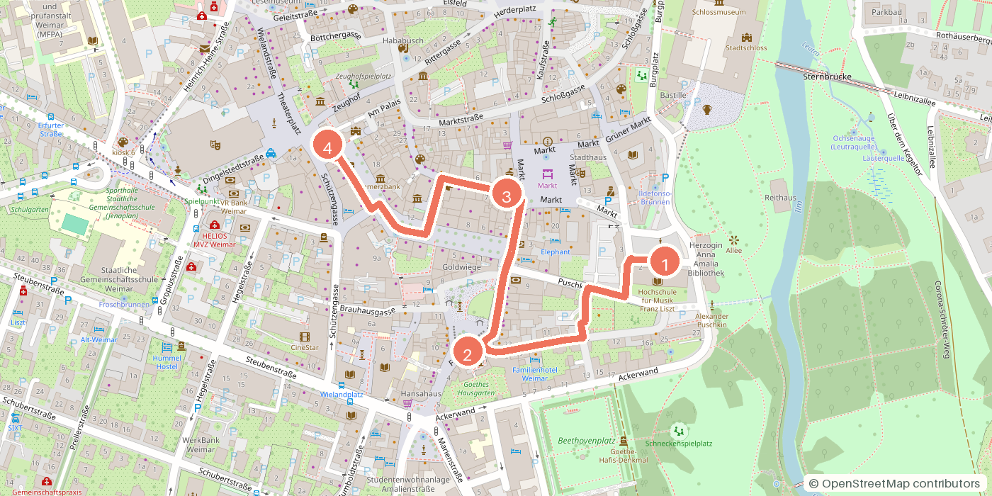 Carte du parcours à pied