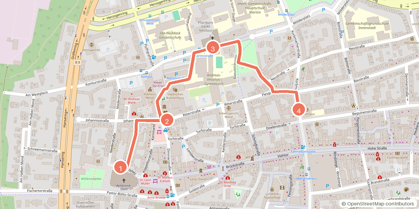 Carte du parcours à pied