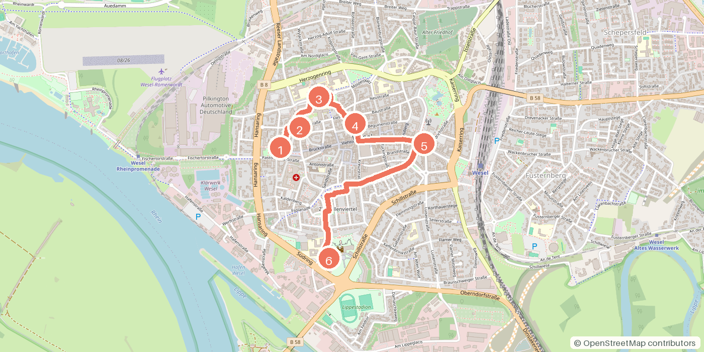 Carte du parcours à pied