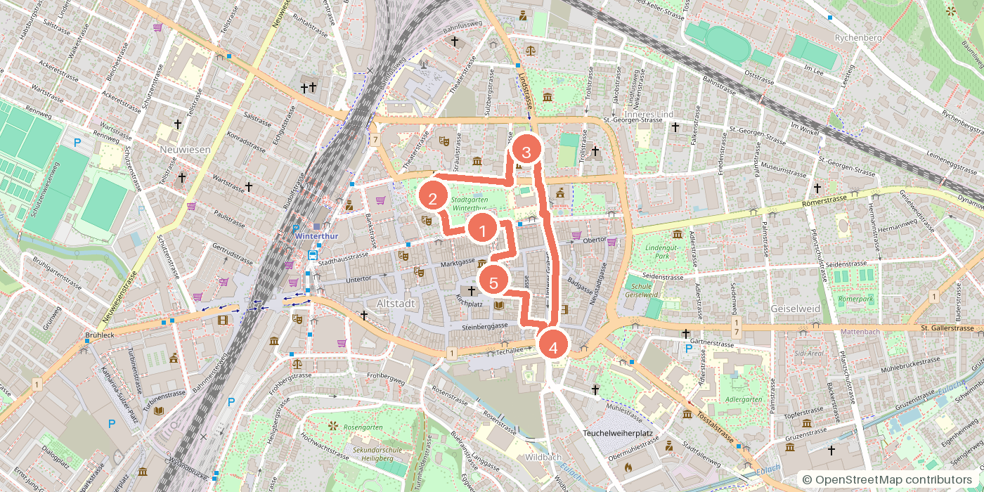 Carte du parcours à pied