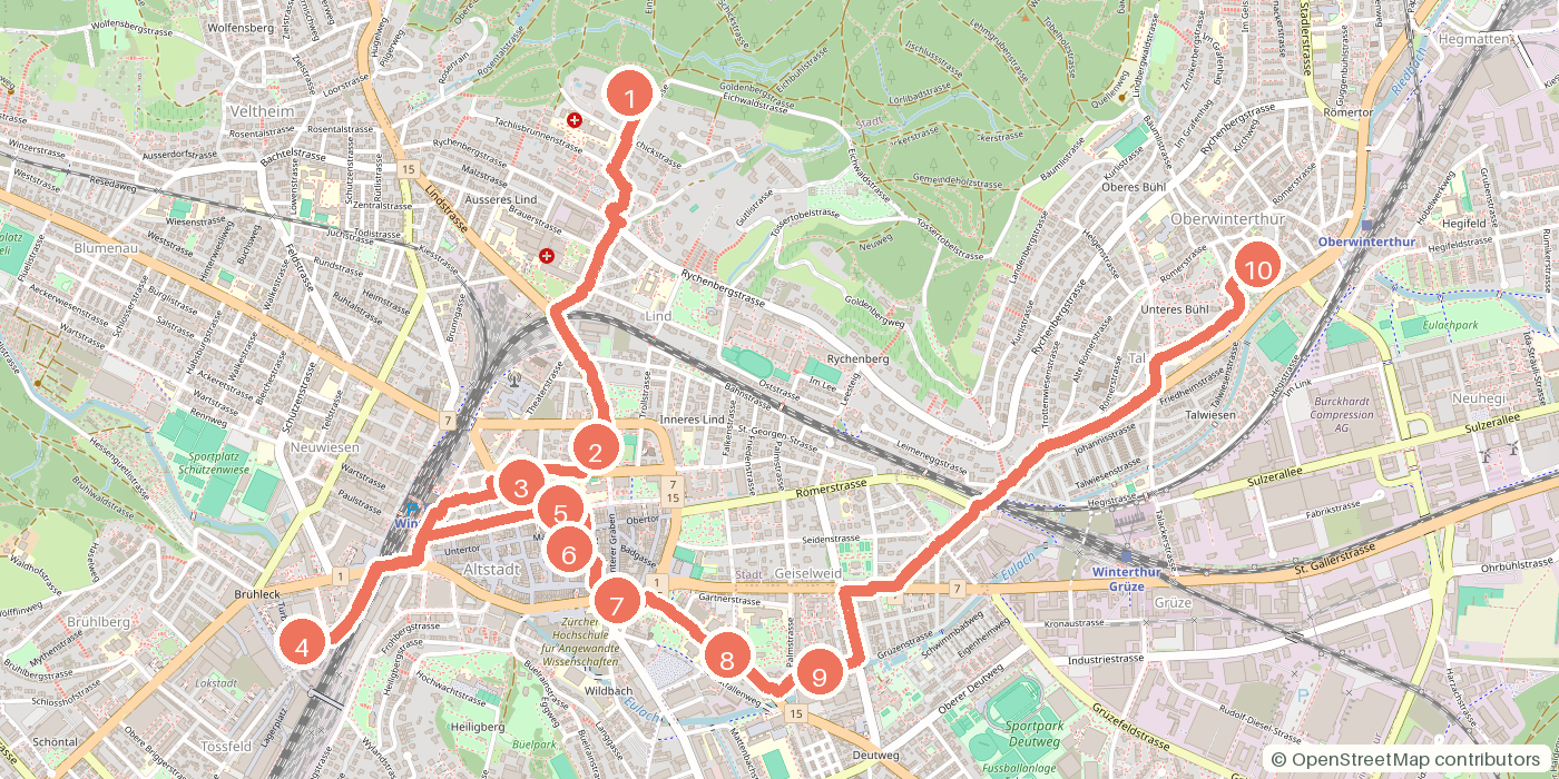 Carte du parcours à pied