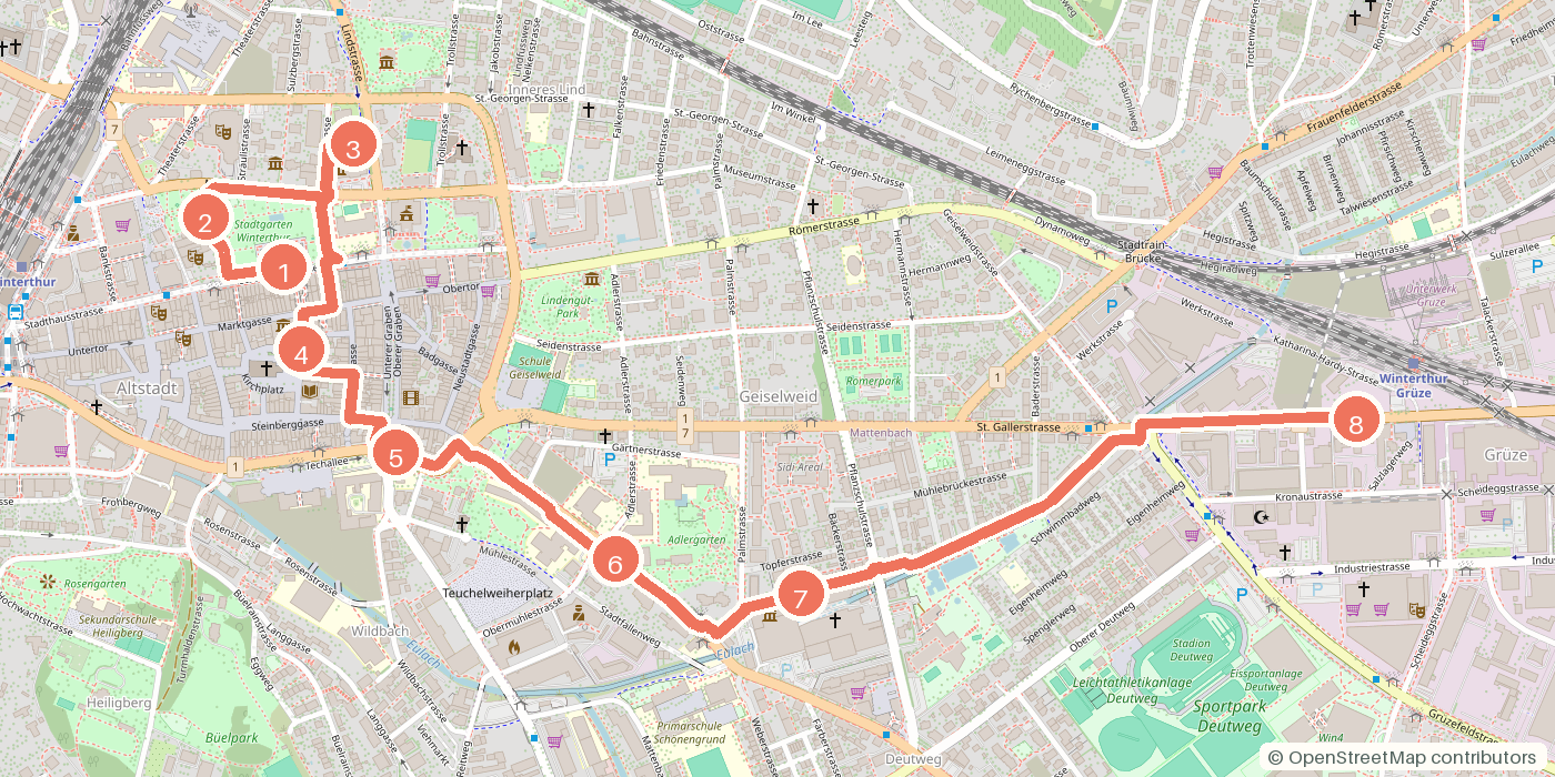 Carte du parcours à pied