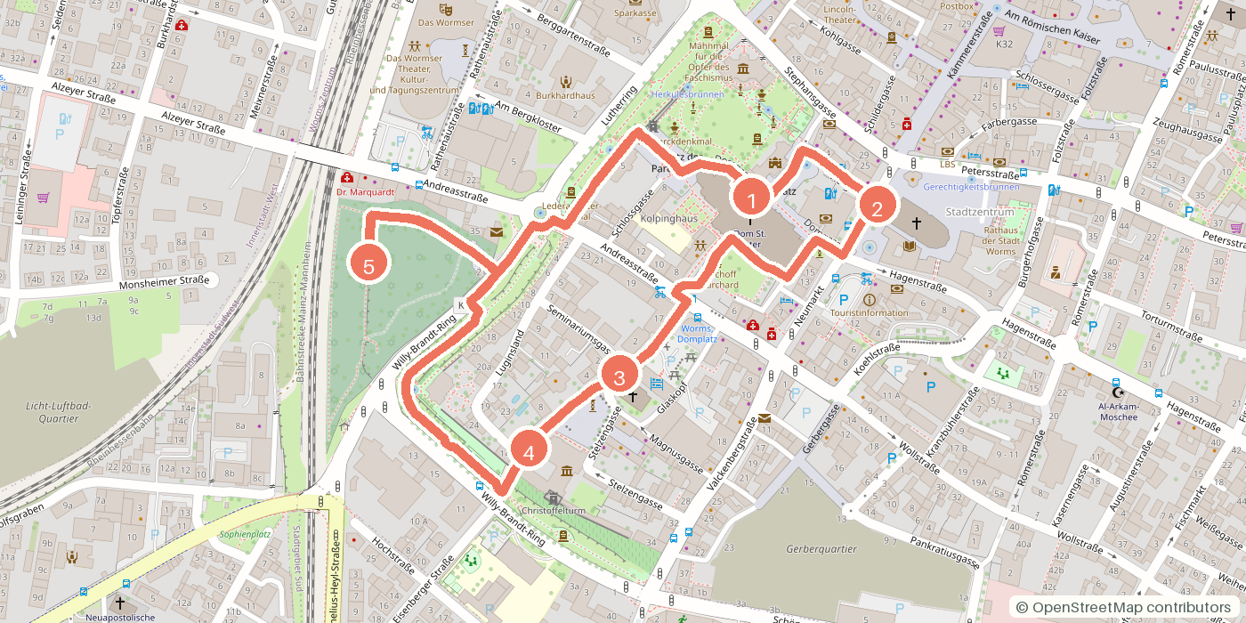 Carte du parcours à pied