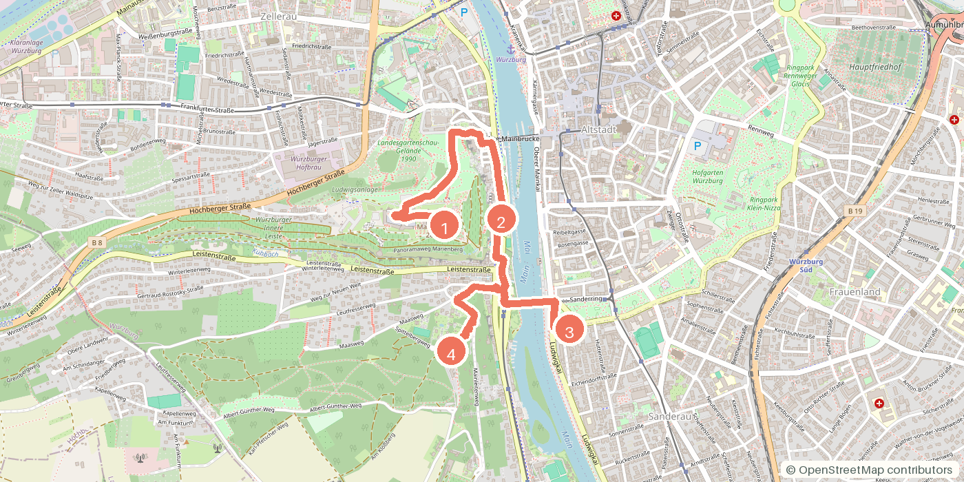 Carte du parcours à pied