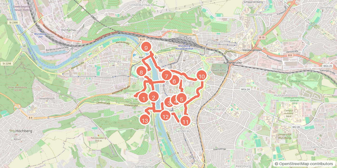 Carte du parcours à pied