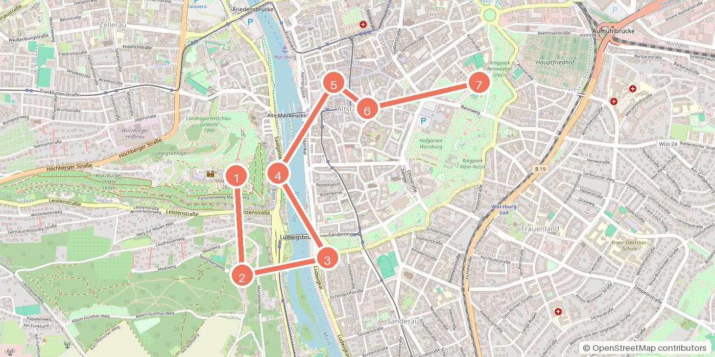 Carte du parcours à pied