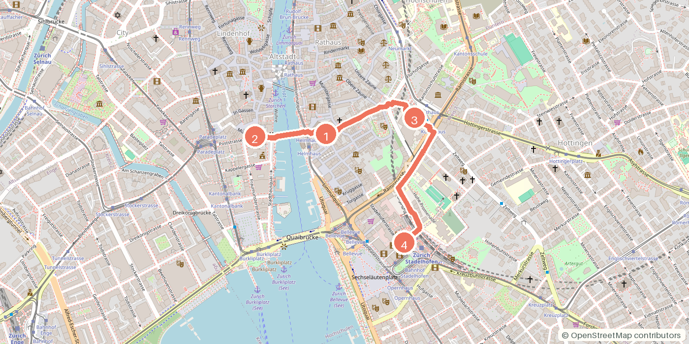 Carte du parcours à pied
