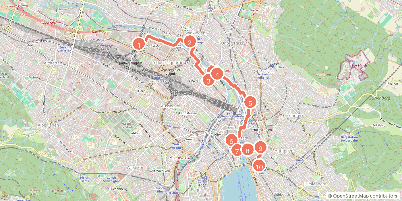 Carte du parcours à pied